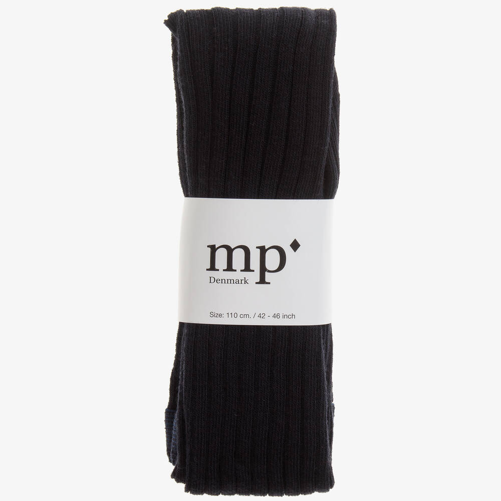 MP-Navy Blue Ribbed Cotton Tights | Childrensalon Outlet