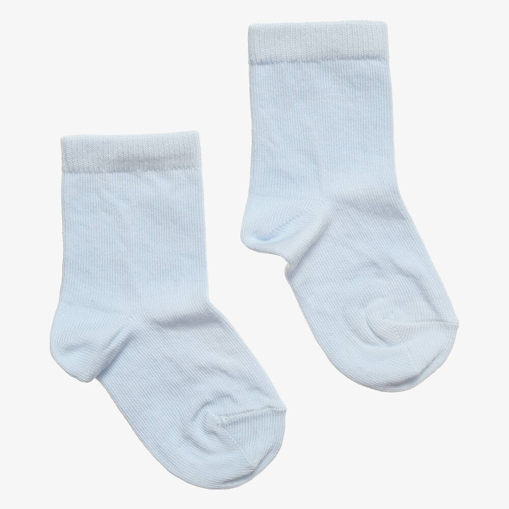 MP - Pale Blue Cotton Short Socks  | Childrensalon