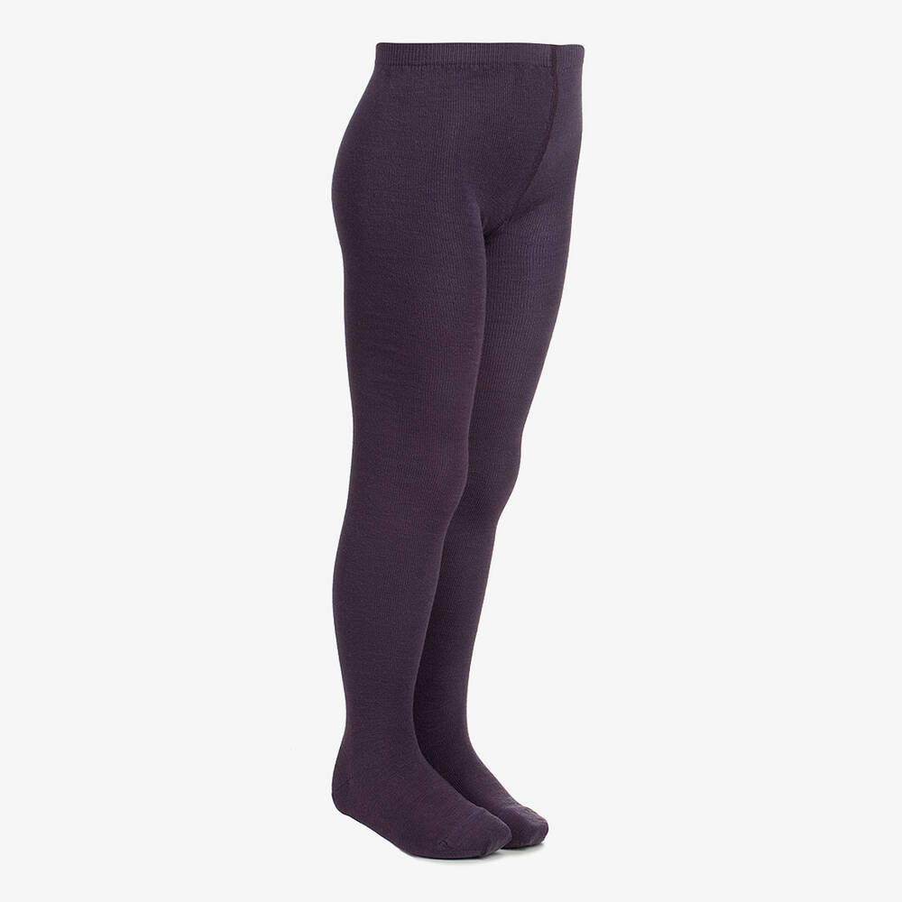 MP - Purple Plain Wool Tights | Childrensalon