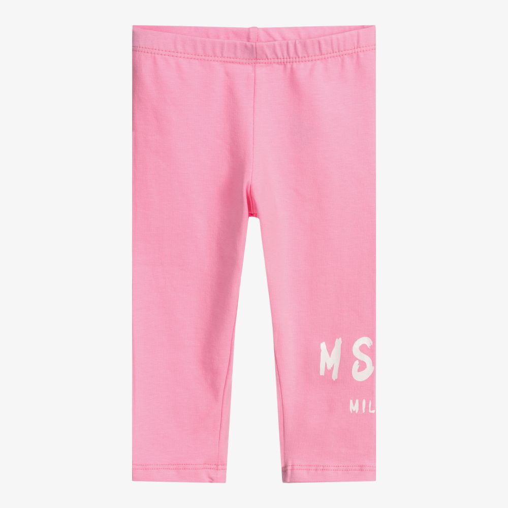 MSGM - Baby Girls Pink Logo Leggings | Childrensalon