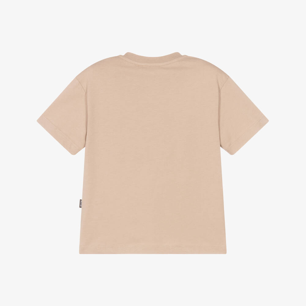 MSGM-Beige Cotton Brushed Logo T-Shirt | Childrensalon Outlet