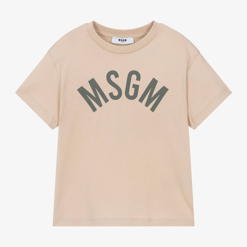 MSGM-تيشيرت قطن لون بيج | Childrensalon Outlet