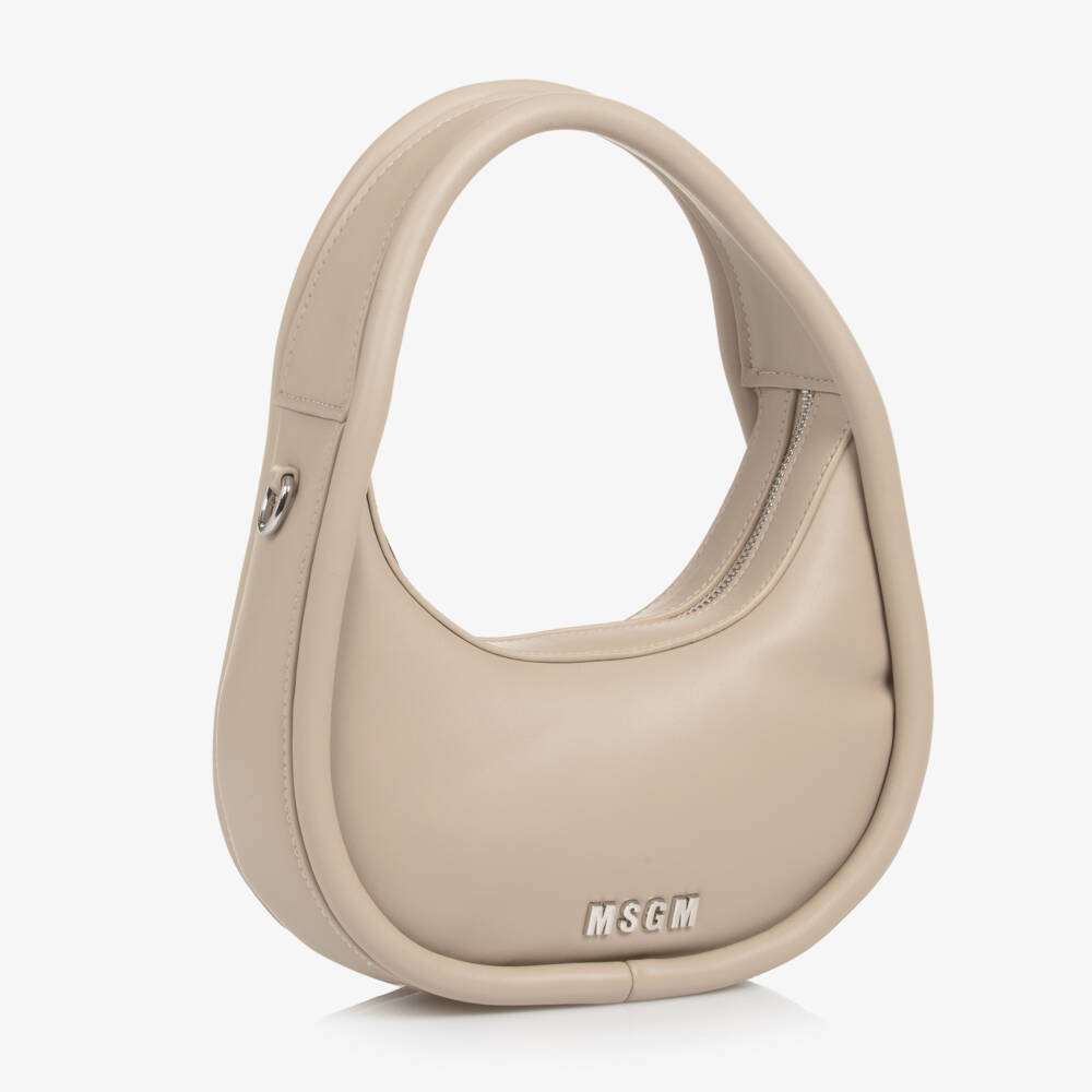 MSGM-Beige Faux Leather Tote for Girls | Childrensalon Outlet