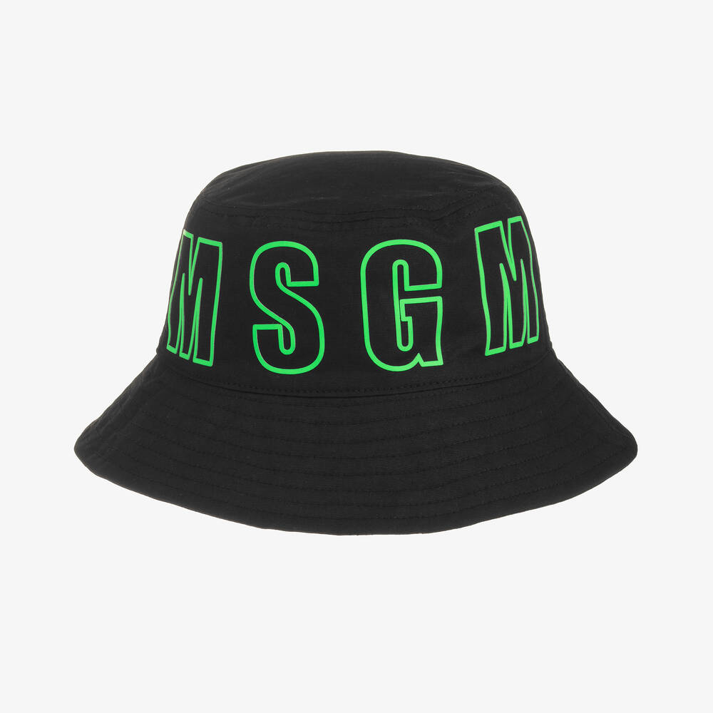 MSGM-Black Cotton Bucket Hat | Childrensalon Outlet