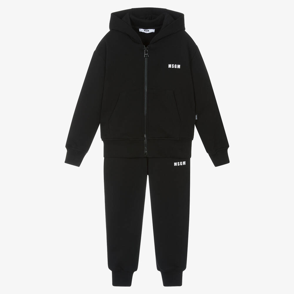 MSGM - Black Cotton Hooded Tracksuit | Childrensalon