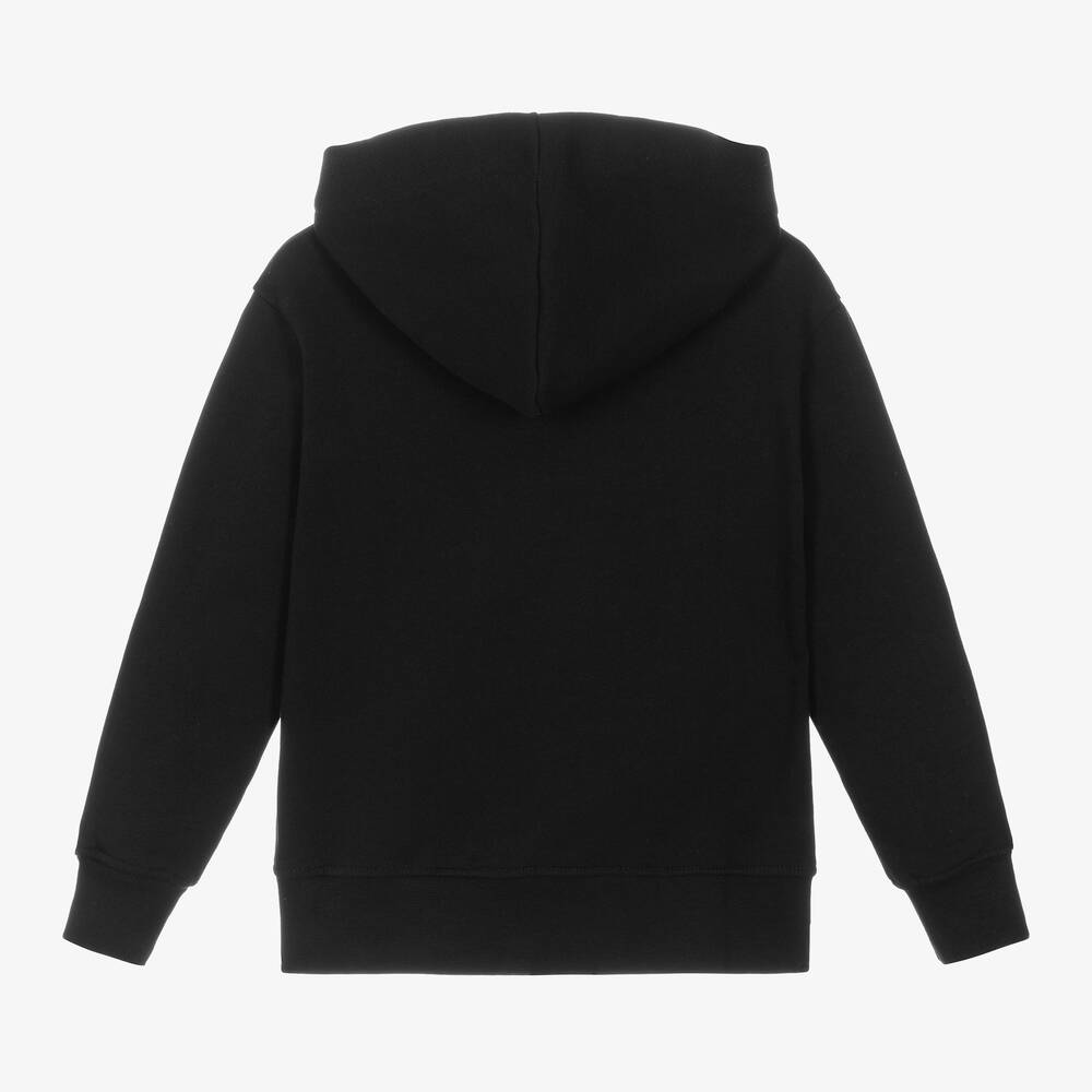 MSGM-Black Cotton Jersey Hoodie | Childrensalon Outlet