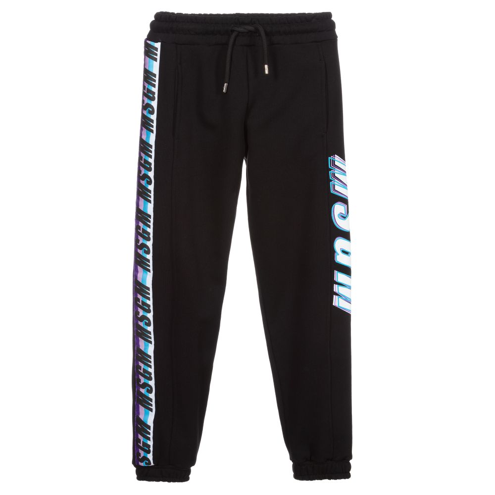 MSGM - Black Cotton Jersey Joggers | Childrensalon