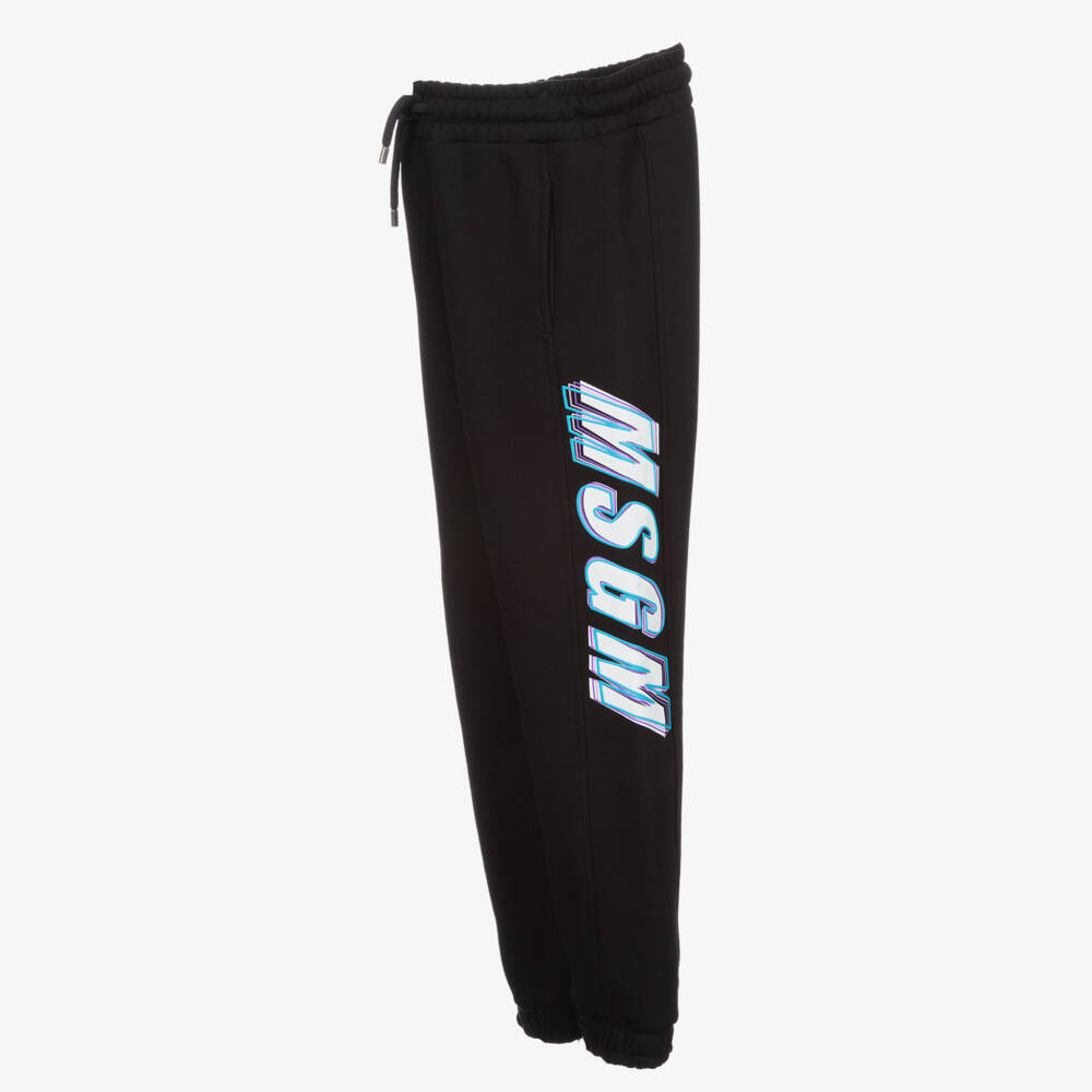 MSGM-Black Cotton Jersey Joggers | Childrensalon Outlet