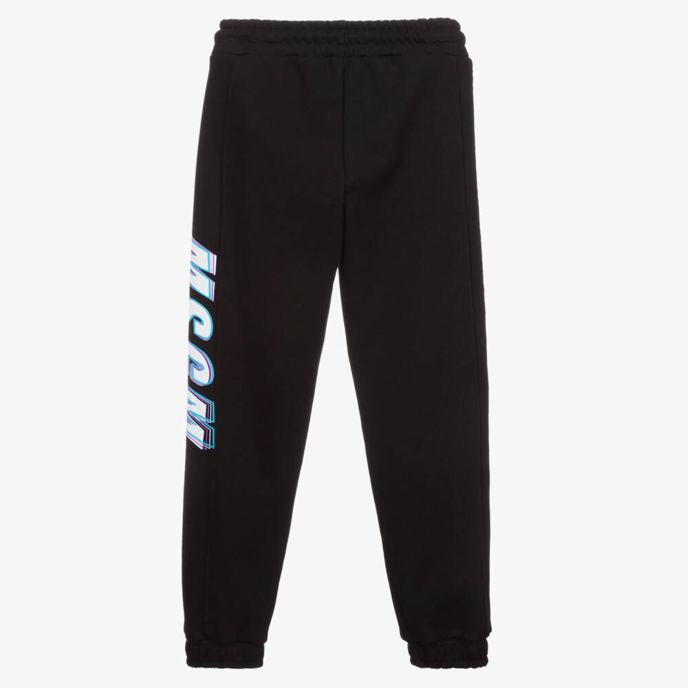MSGM-Black Cotton Jersey Joggers | Childrensalon Outlet