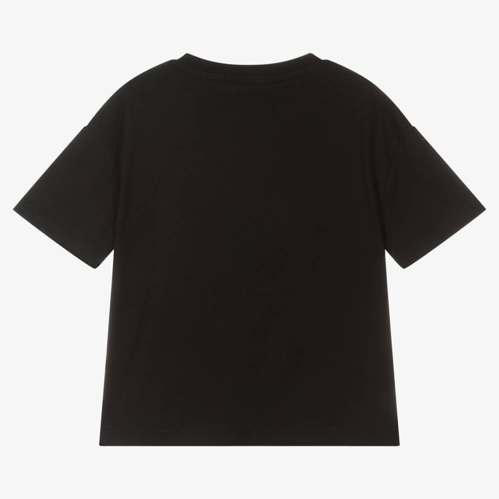 MSGM-Black Cotton Jersey T-Shirt | Childrensalon Outlet