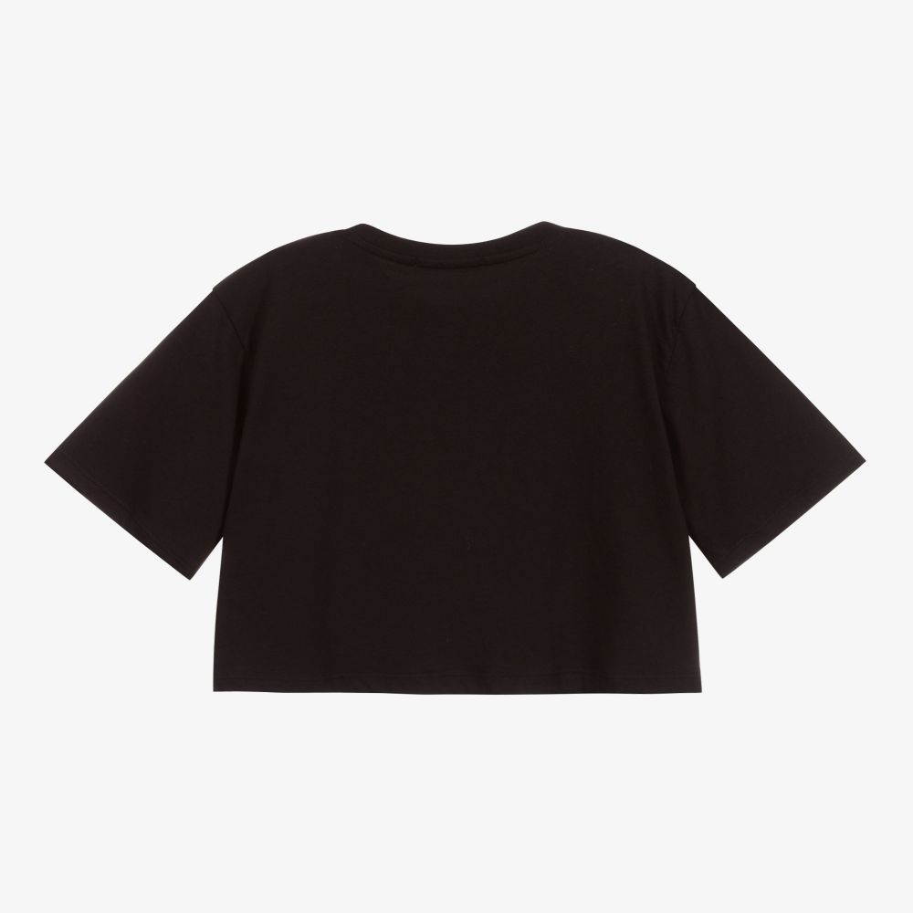 MSGM-Черная укороченная футболка | Childrensalon Outlet