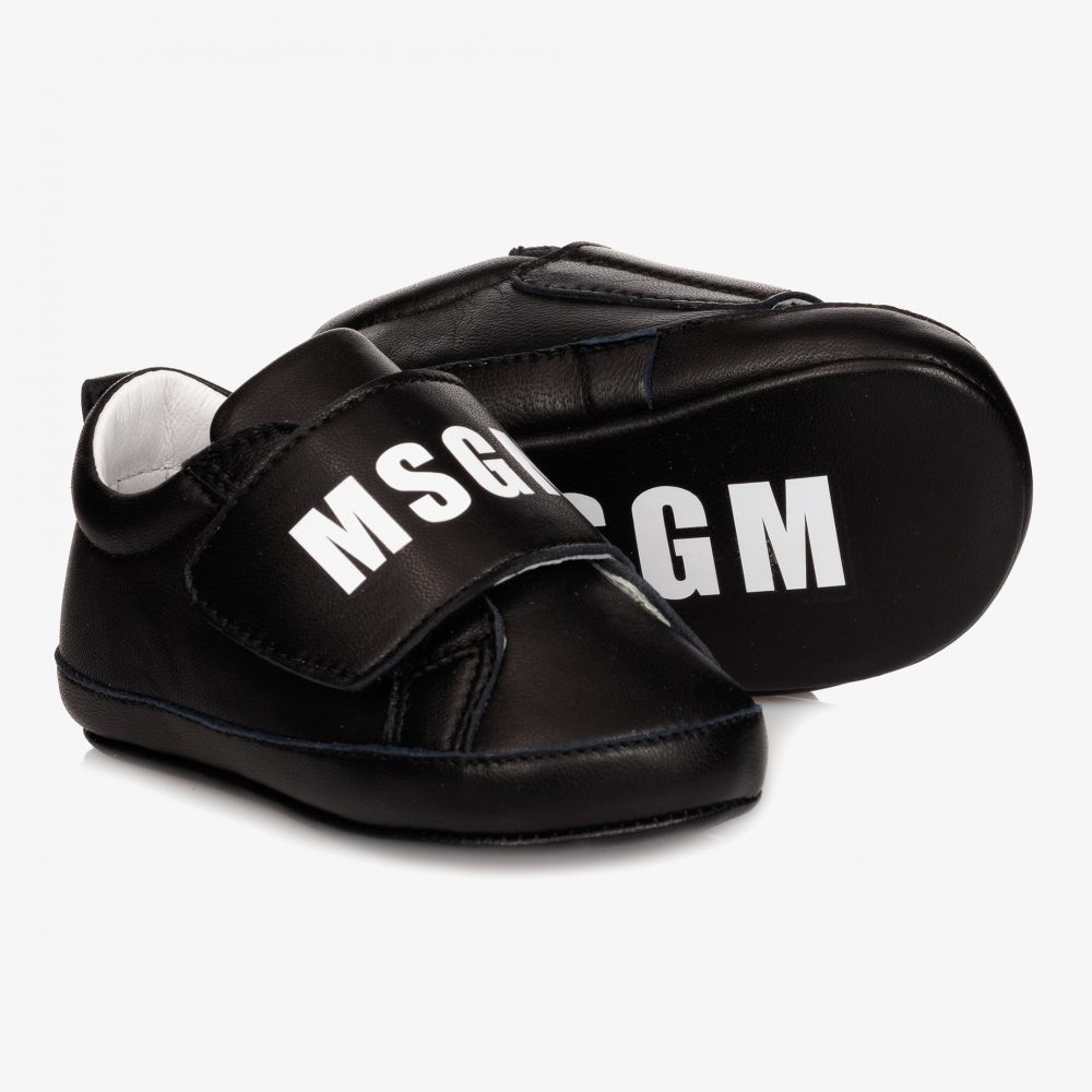 MSGM - Black Leather Baby Shoes | Childrensalon