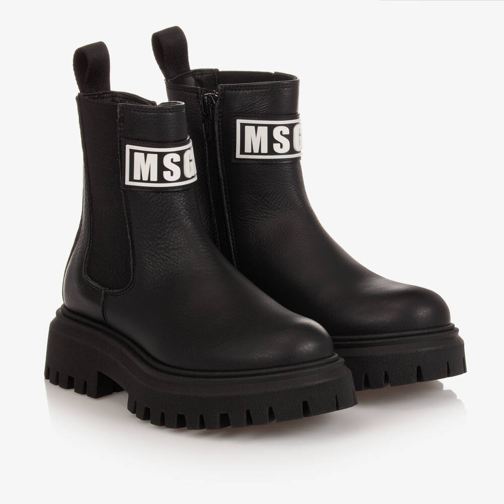 MSGM - Schwarze Chelsea-Boots aus Leder | Childrensalon