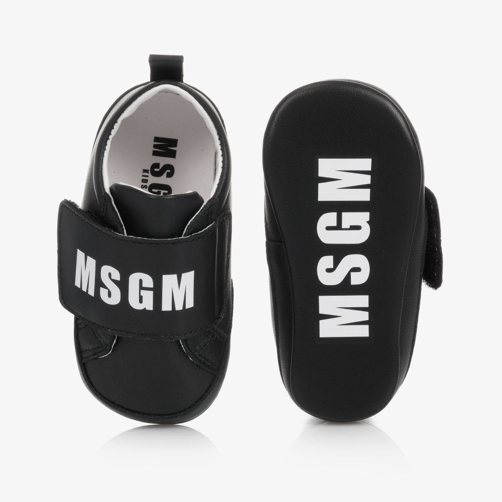 إم إس جي إم-حذاء جلد لمرحلة قبل المشي لون أسود للأطفال | Childrensalon Outlet