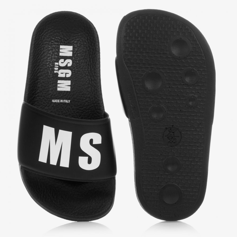 【関税&送料込】Msgm Slide Sandal With Logo MSGM - MSGMロゴ サンダル - LOGO POOL SLIDE - BLACK | ADDICT
