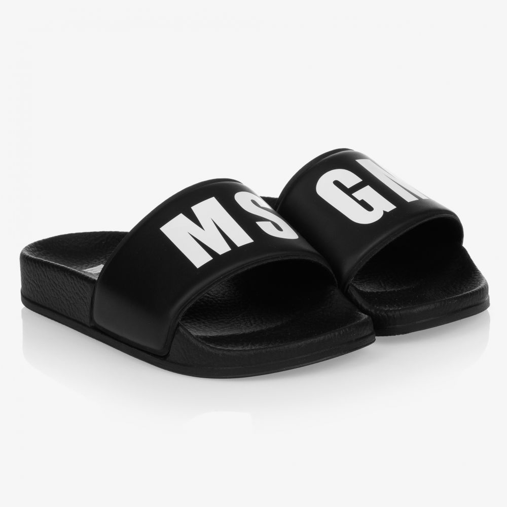 MSGM-Черные шлепанцы | Childrensalon Outlet