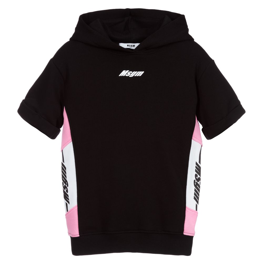 MSGM-Black & Pink Cotton Logo Dress | Childrensalon Outlet