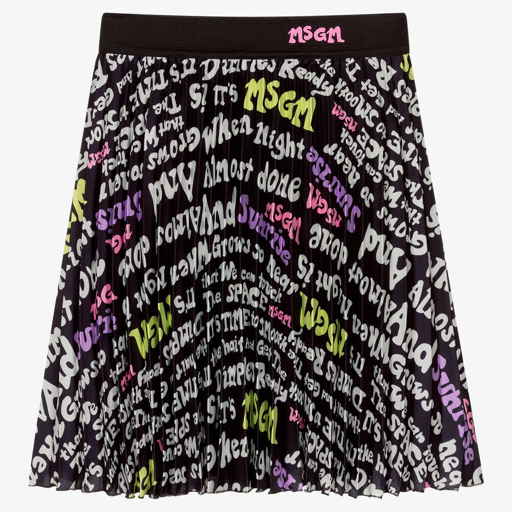 MSGM - Black Pleated Midi Skirt | Childrensalon