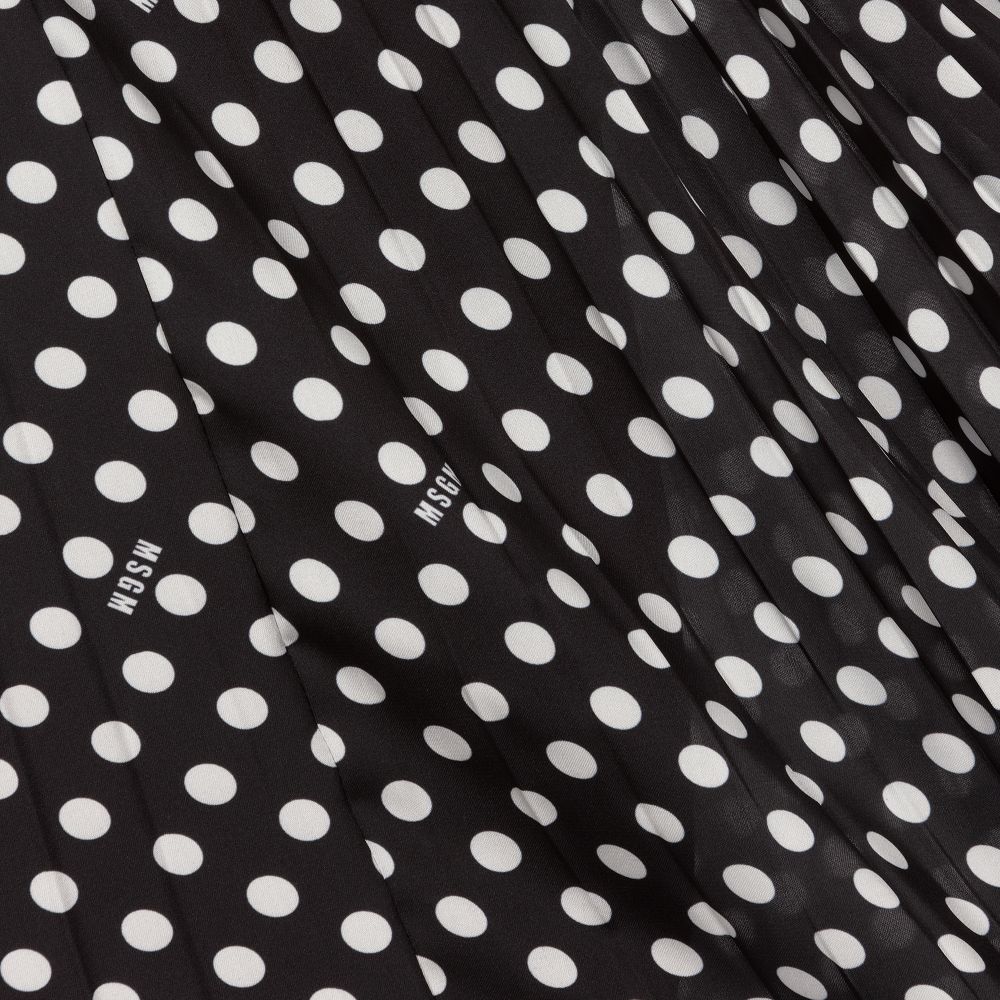 MSGM-Black Polka Dot Pleated Skirt | Childrensalon Outlet