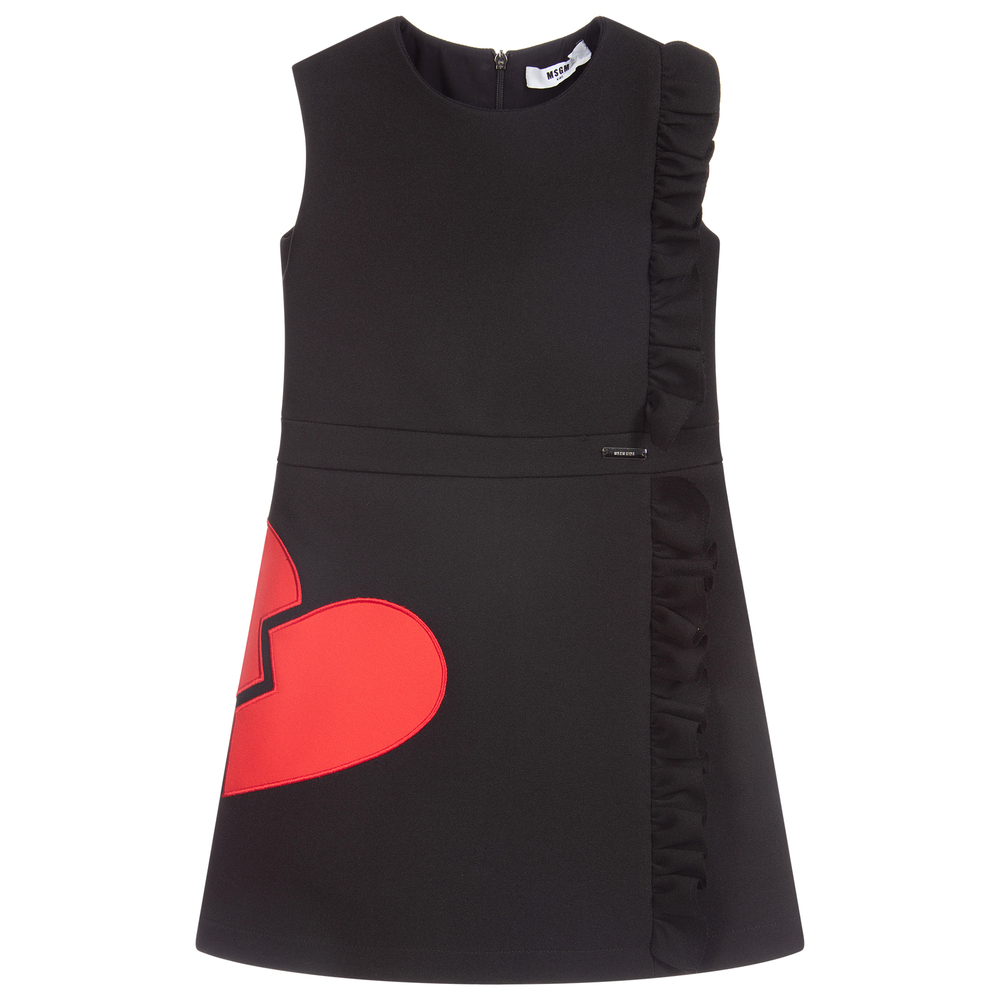 MSGM - Kleid mit Herzmuster in Rot und Schwarz | Childrensalon