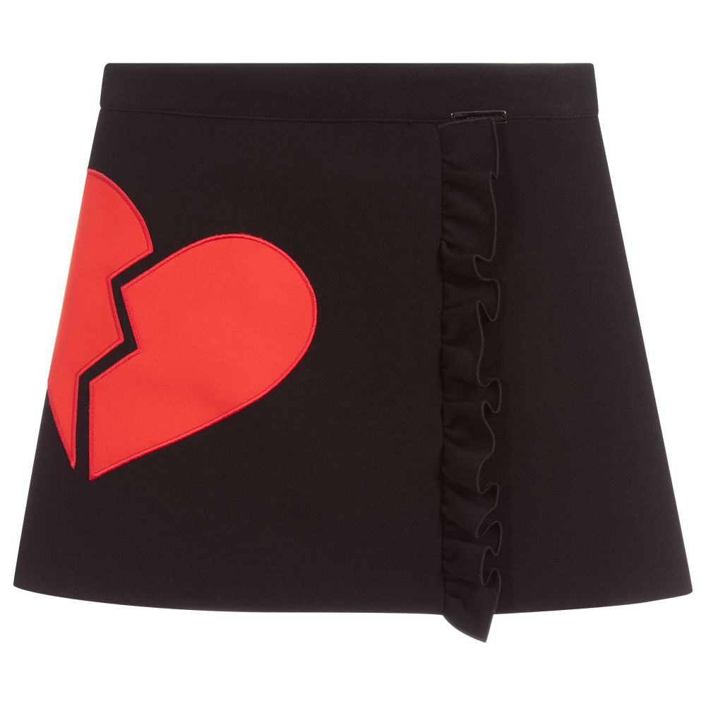 MSGM - Black & Red Heart Skirt | Childrensalon