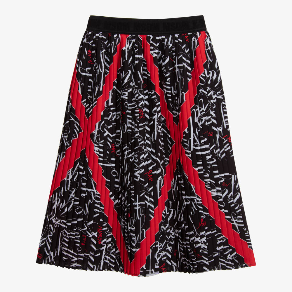 MSGM-Black & Red Pleated Long Skirt | Childrensalon Outlet