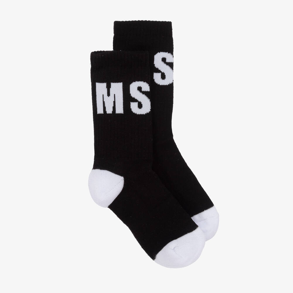 MSGM-Black & White Cotton Ankle Socks | Childrensalon Outlet