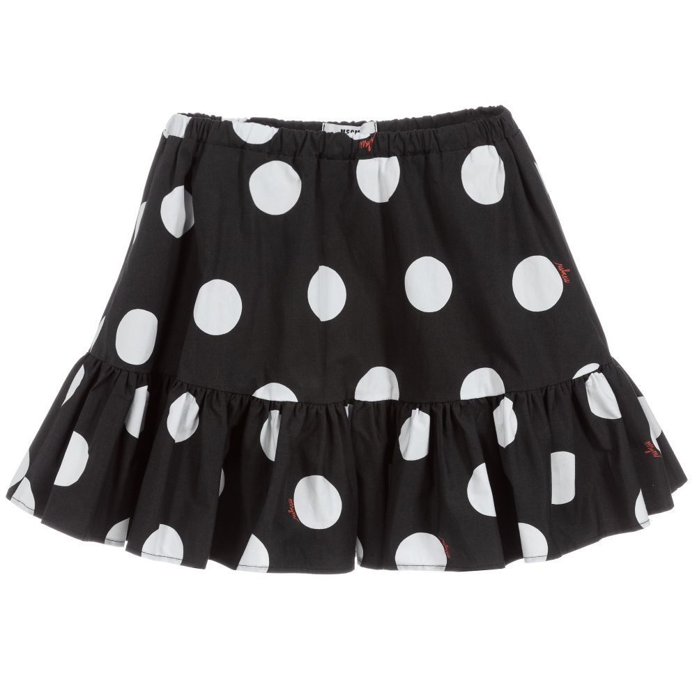MSGM - Black & White Cotton Skirt | Childrensalon