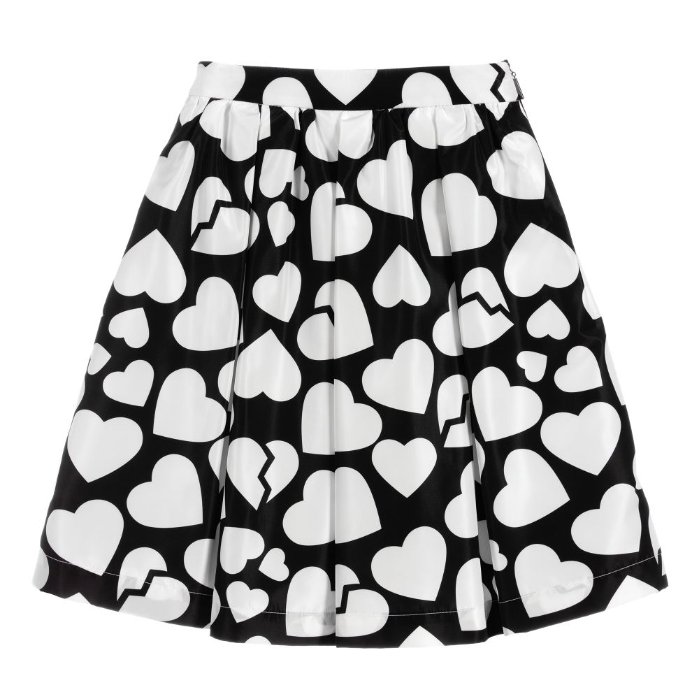 MSGM - Черная юбка с белыми сердечками | Childrensalon