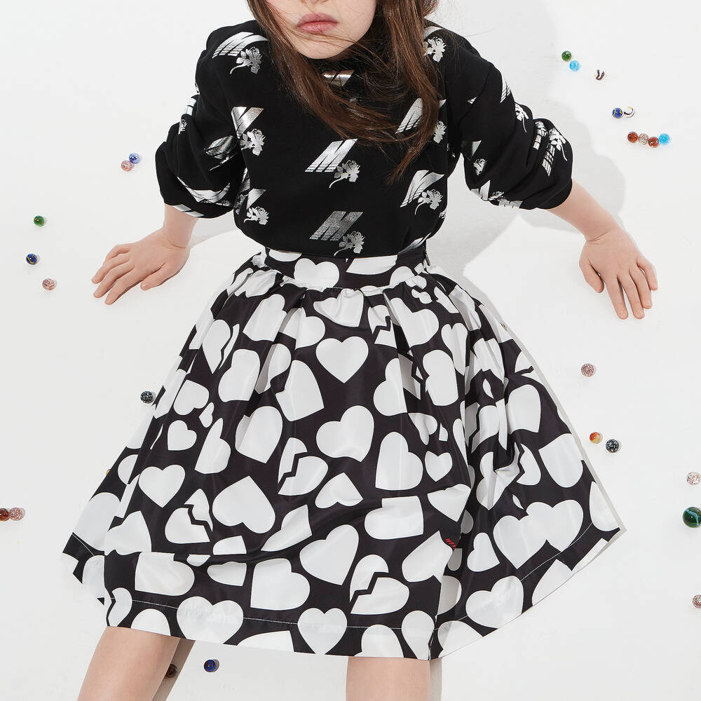 MSGM-Black & White Hearts Skirt | Childrensalon Outlet