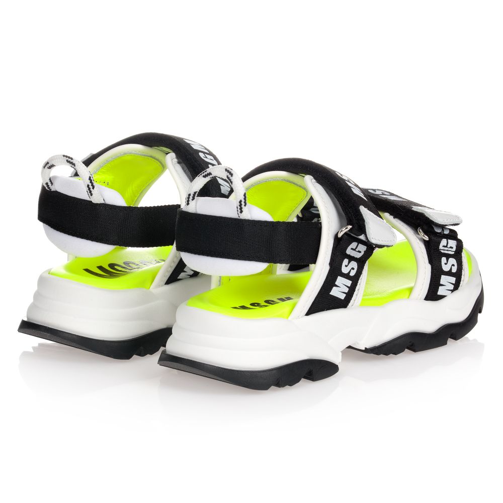 MSGM Black White Logo Sandals