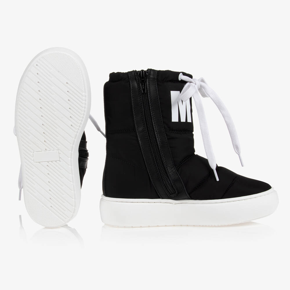 MSGM-Black & White Logo Snow Boots | Childrensalon Outlet
