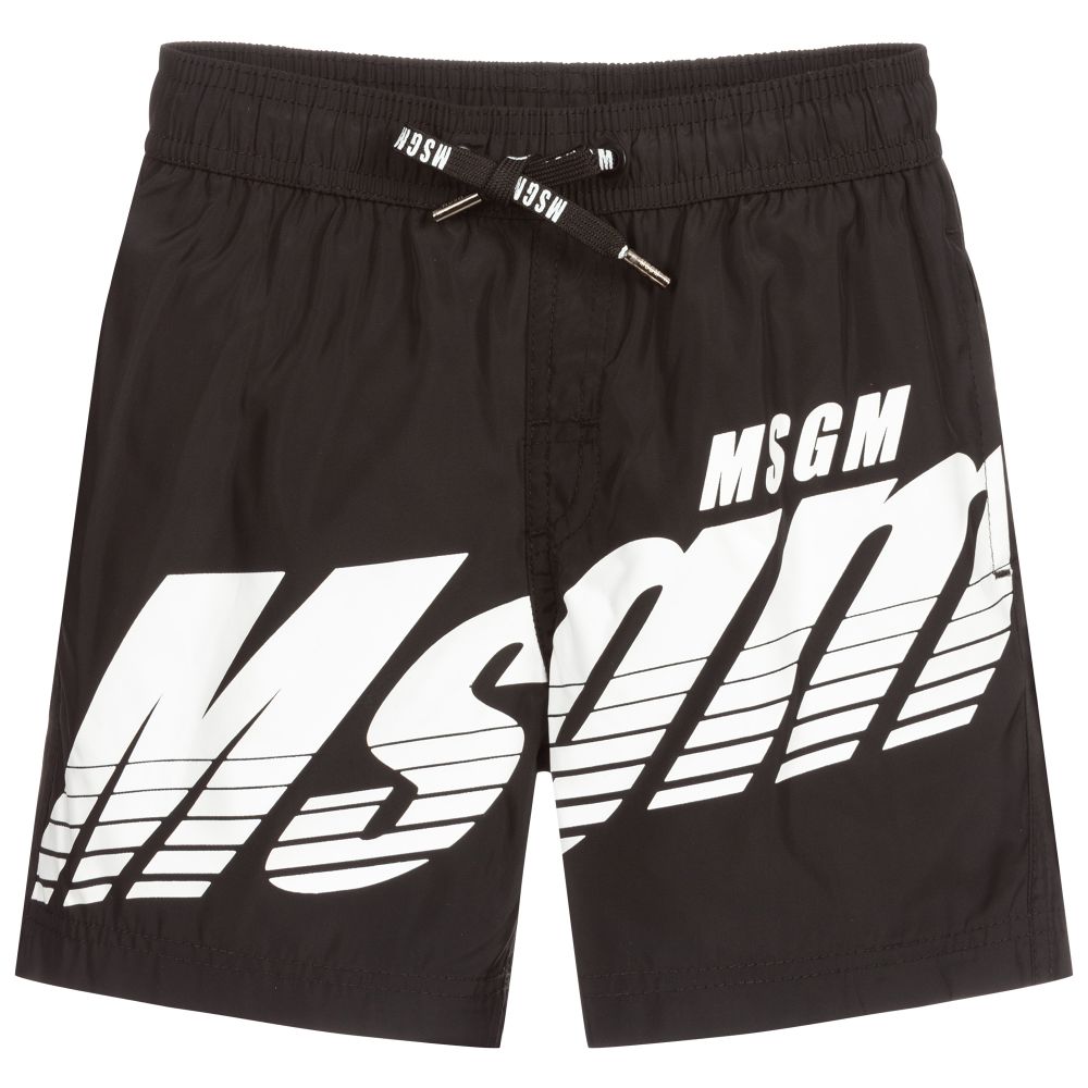 MSGM - Black & White Logo Swim Shorts | Childrensalon