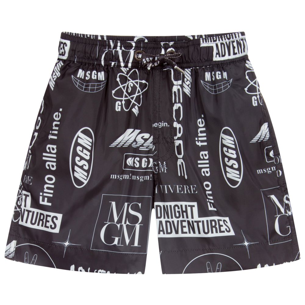 MSGM - Black & White Swim Shorts | Childrensalon