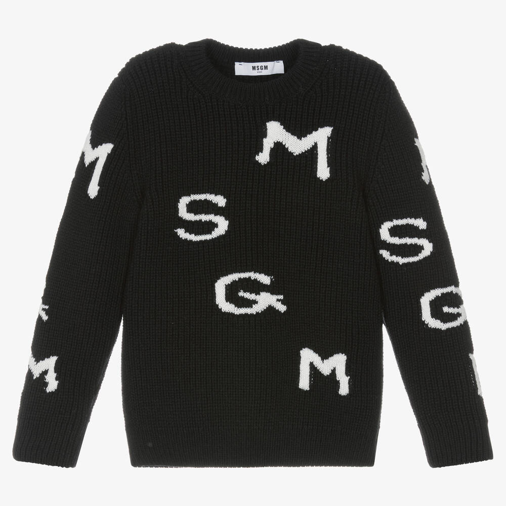 MSGM - Pull noir en laine | Childrensalon