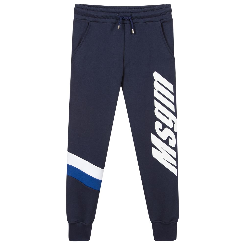 MSGM - Pantalon jogging bleu en jersey de coton | Childrensalon