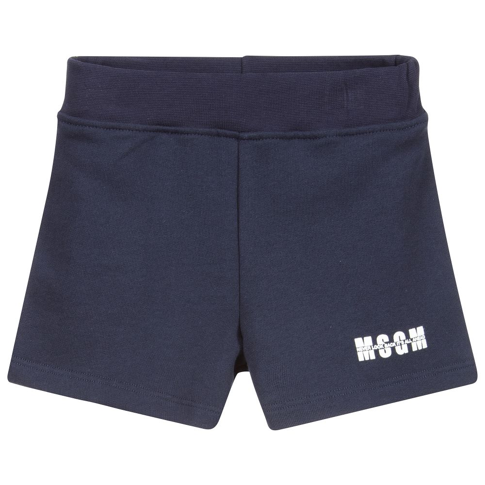 MSGM - Blue Cotton Logo Baby Shorts | Childrensalon