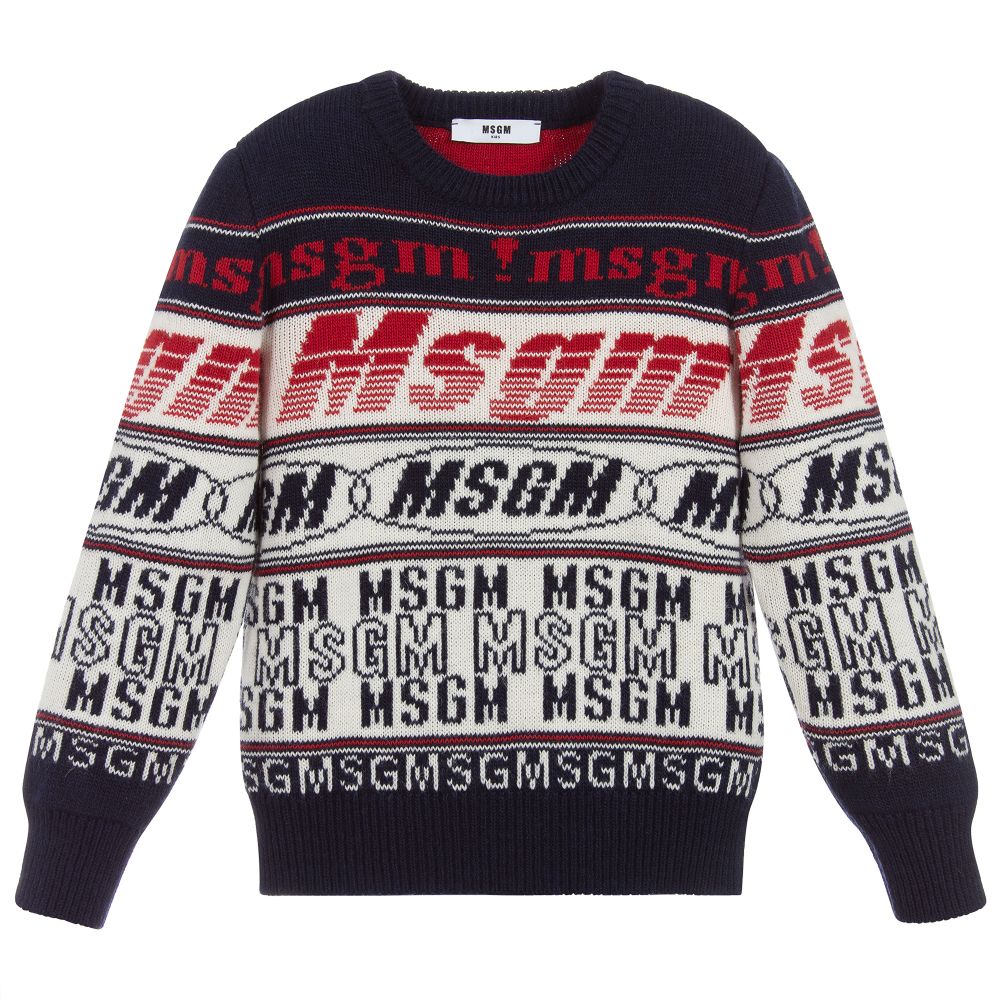 MSGM - Blue, Red & Ivory Sweater | Childrensalon