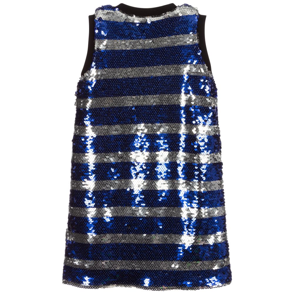 MSGM - Blue & Silver Sequin Dress | Childrensalon Outlet