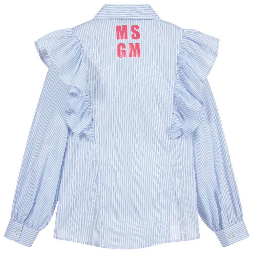 إم إس جي إم-قميص بولين ستريتش لون أزرق و ابيض للبنات | Childrensalon Outlet