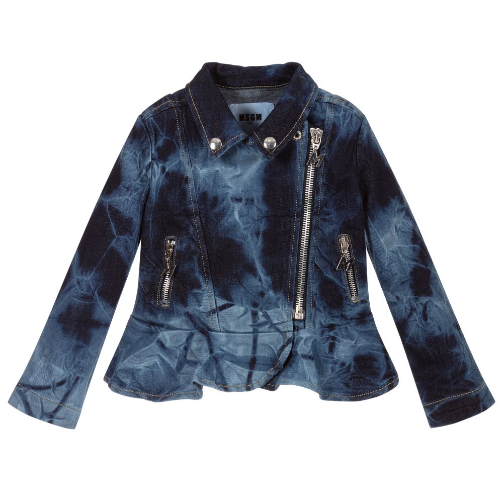 MSGM - Blue Tie-Dye Denim Jacket | Childrensalon