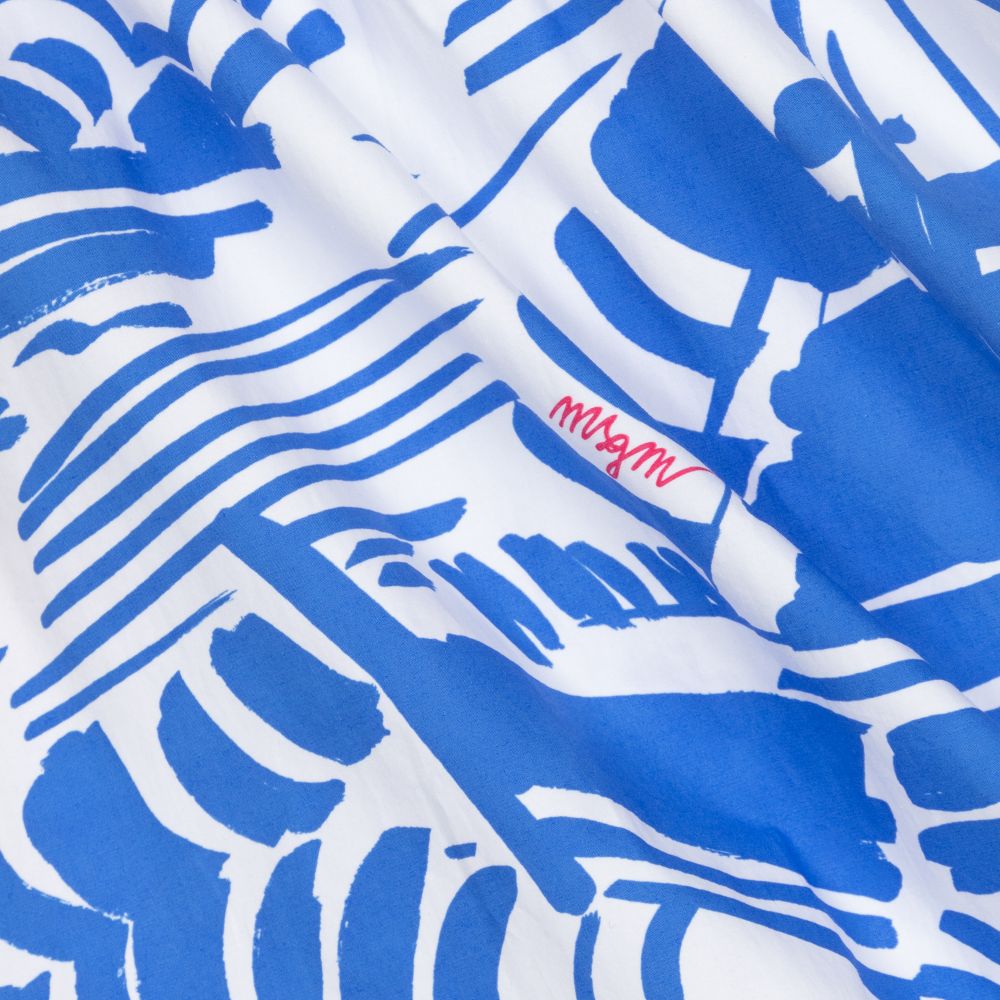 MSGM-تنورة قطن مزينة بكشكش لون أزرق وأبيض | Childrensalon Outlet