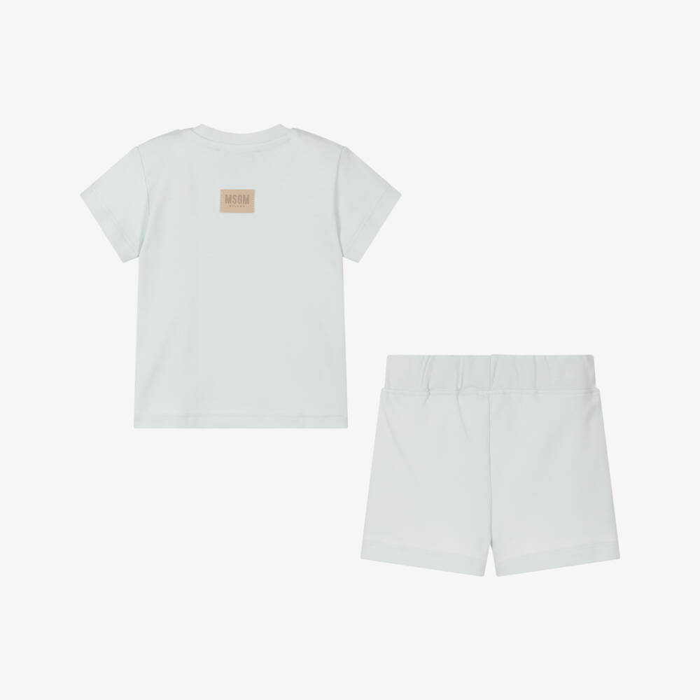 MSGM-Boys Azure Cotton Ensemble | Childrensalon Outlet
