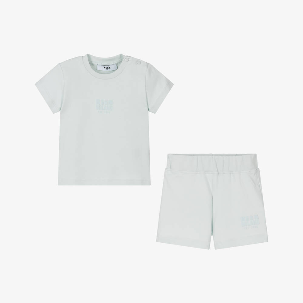 MSGM-Boys Azure Cotton Ensemble | Childrensalon Outlet