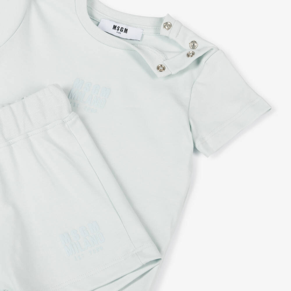MSGM-Boys Azure Cotton Ensemble | Childrensalon Outlet
