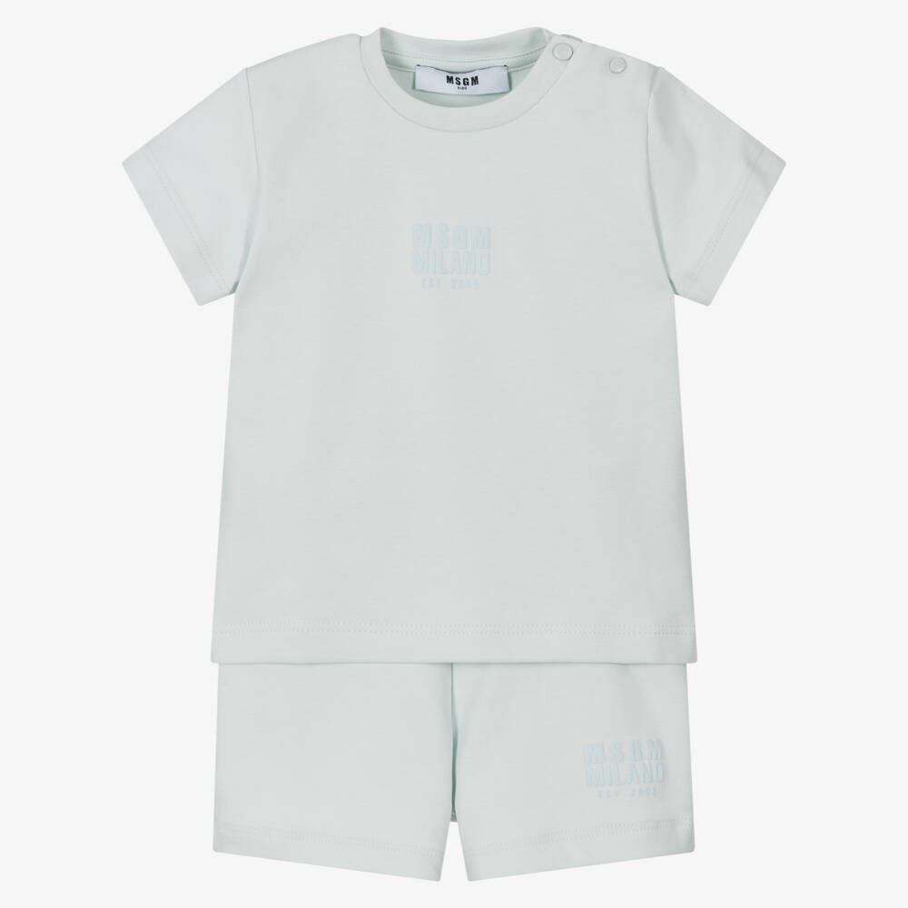 MSGM-Boys Azure Cotton Ensemble | Childrensalon Outlet