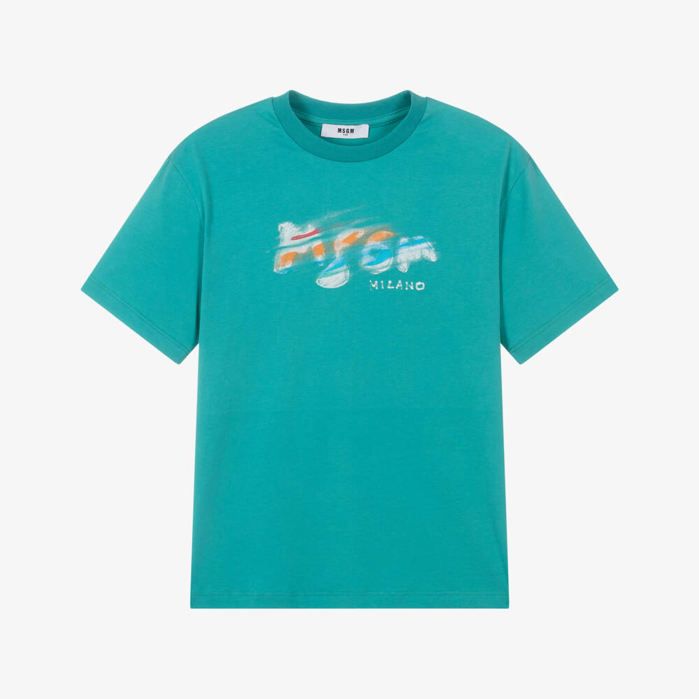 MSGM-Boys Azure Cotton Jersey Tee | Childrensalon Outlet