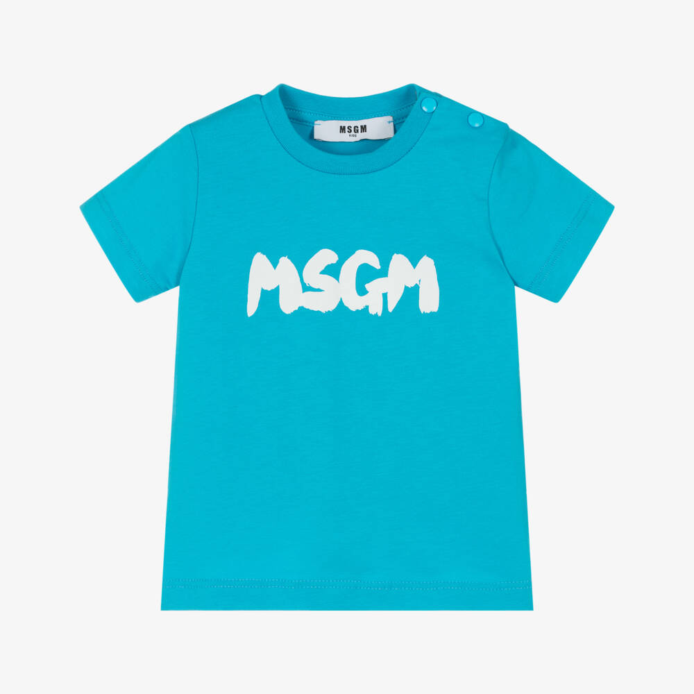 MSGM-Boys Azure Cotton Tee Delight | Childrensalon Outlet