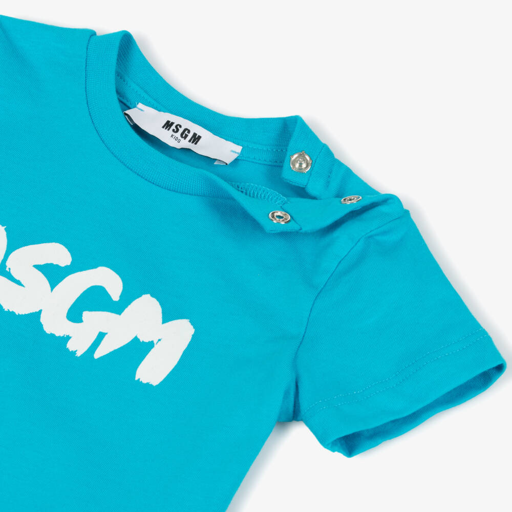 MSGM-Boys Azure Cotton Tee Delight | Childrensalon Outlet