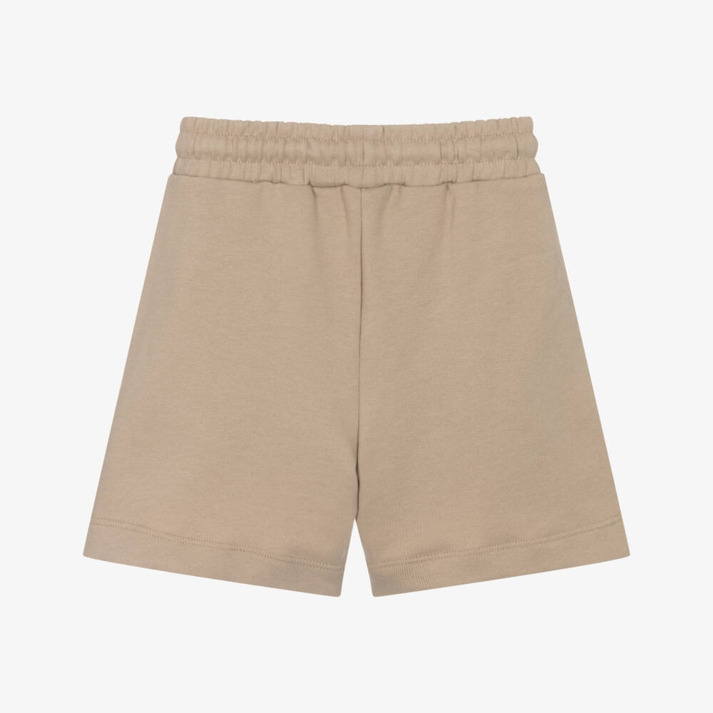 MSGM-Boys Beige Artistic Logo Cotton Shorts | Childrensalon Outlet